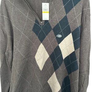 Van Heusen Gray and Blue Zip Up Sweater